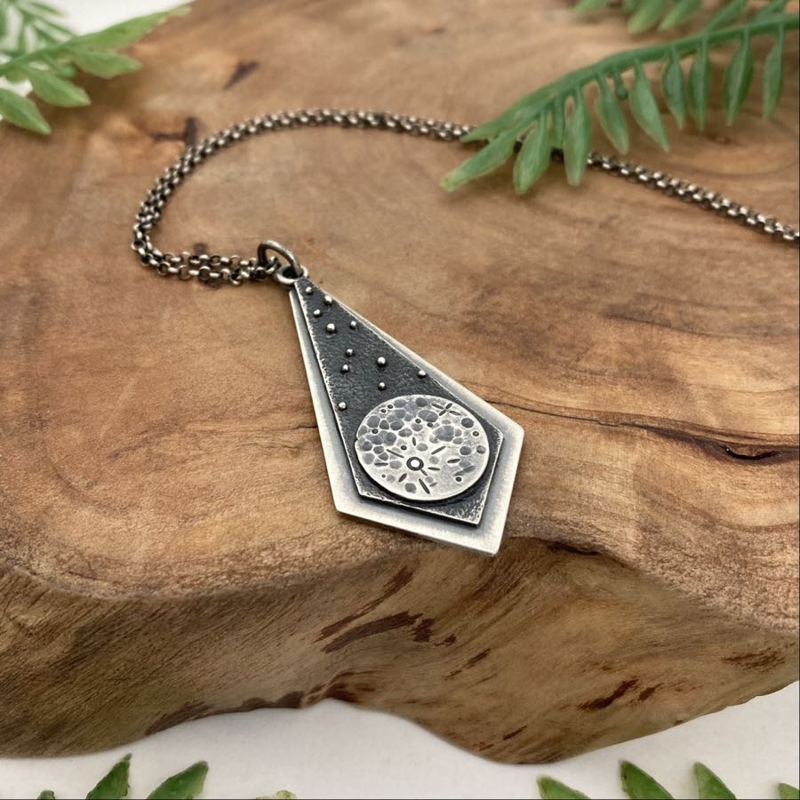 Silver Moon Kite Pendant