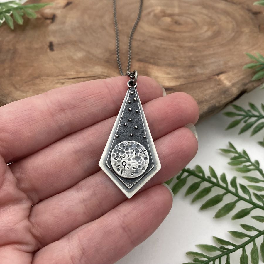 Silver Moon Kite Pendant