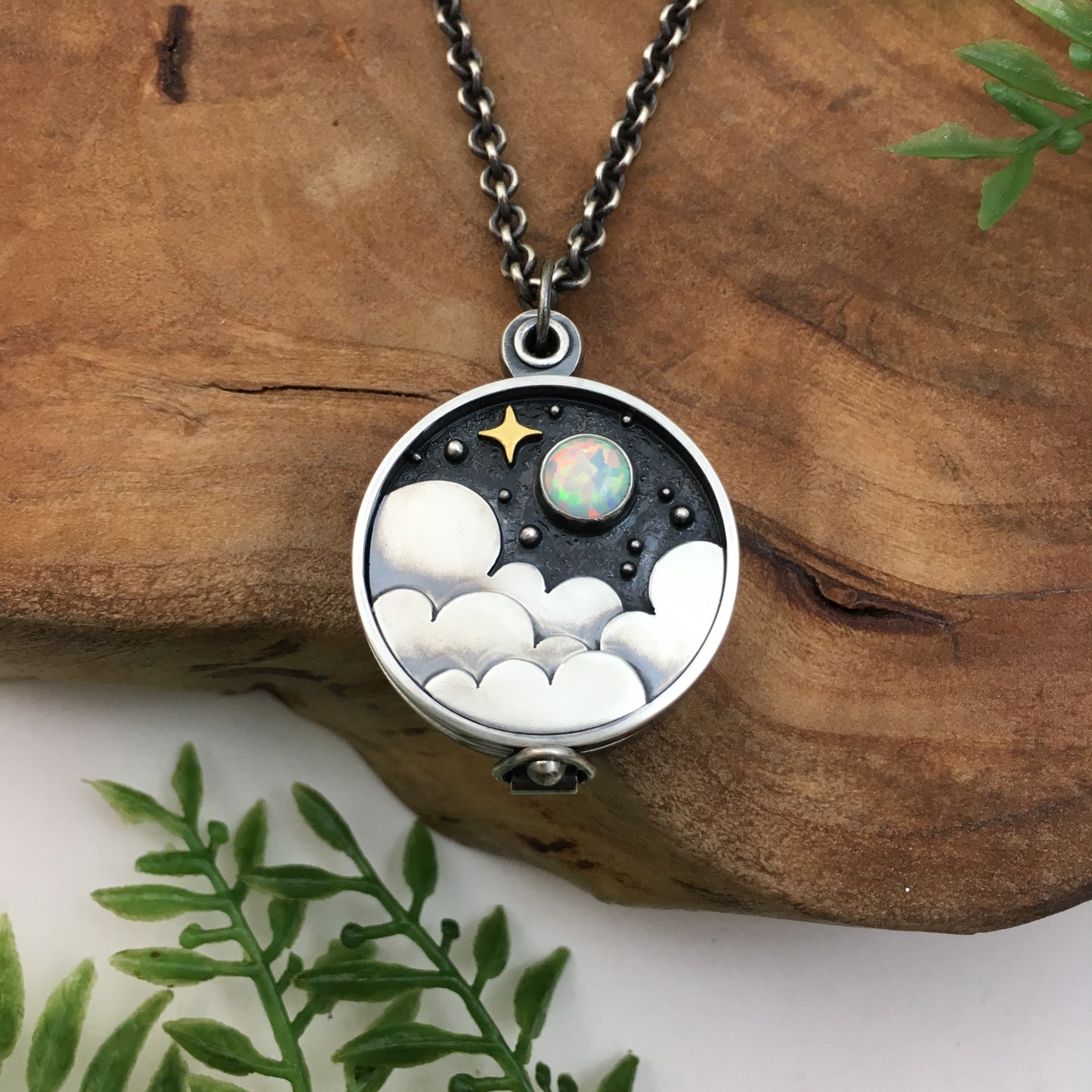 Opal & Gold Star, Silver Locket