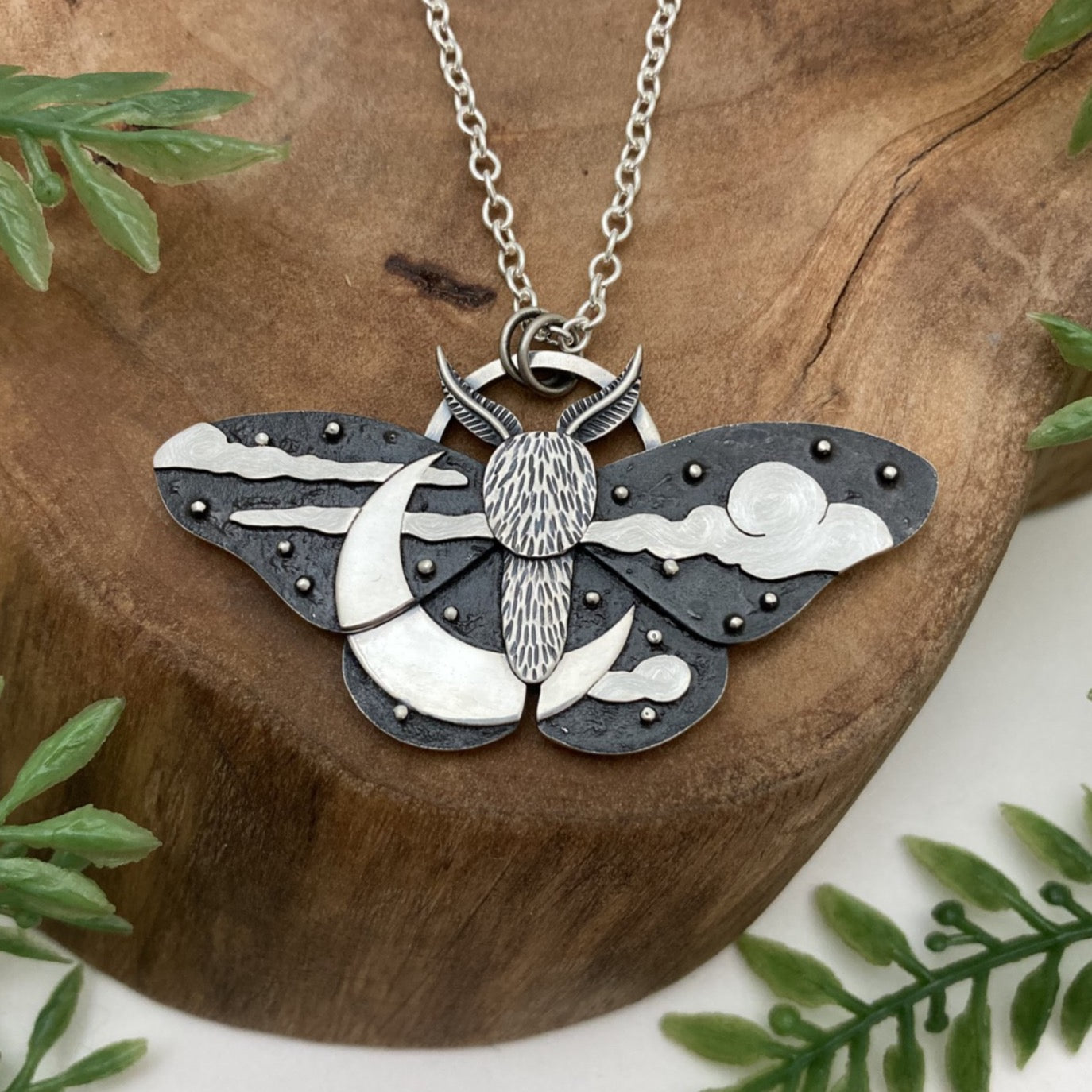 Night Sky Moth Necklace - Made to Order