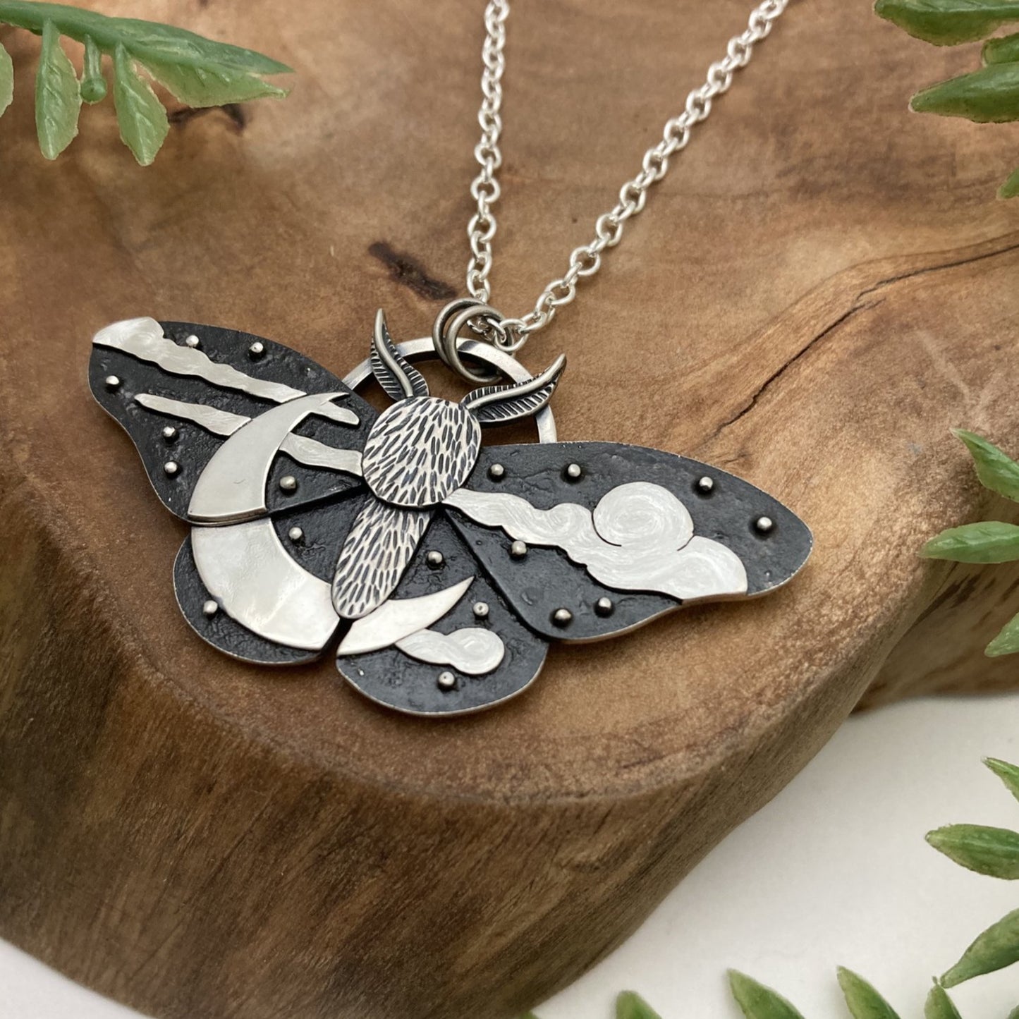 Night Sky Moth Necklace - Made to Order