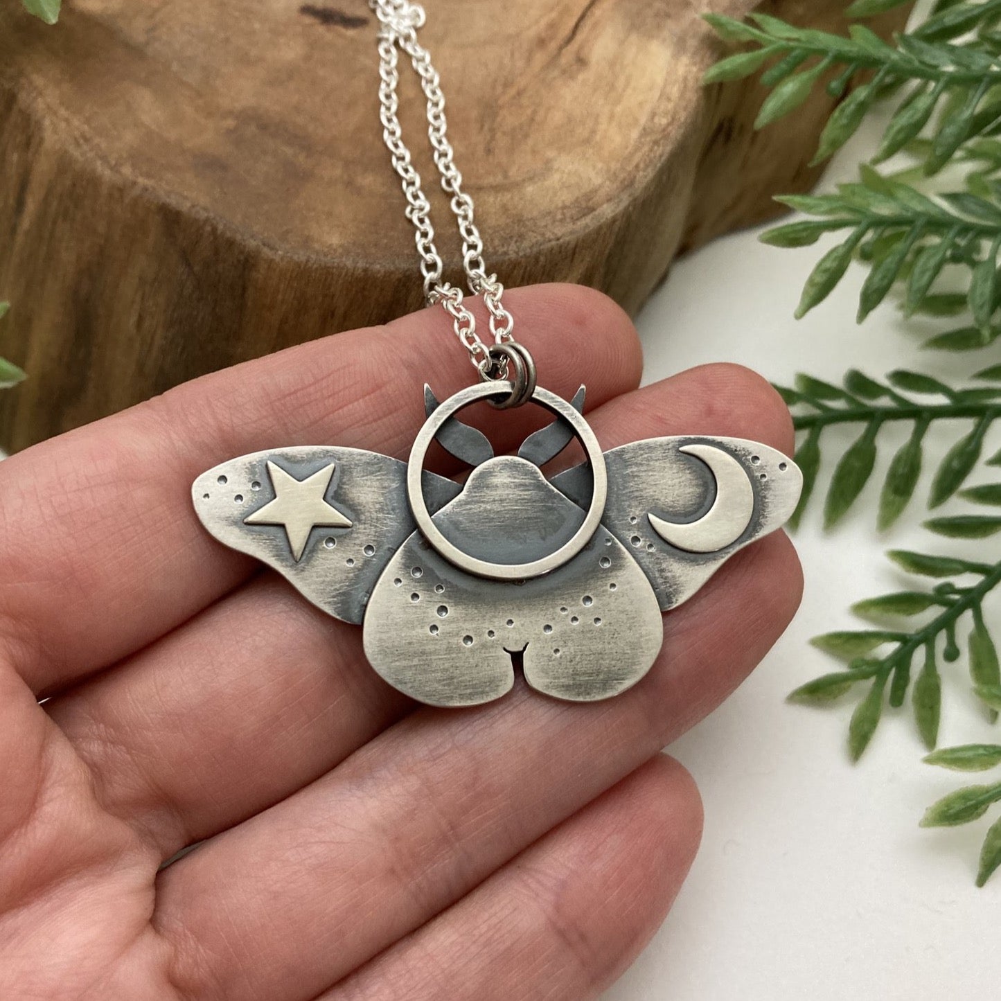 Night Sky Moth Necklace - Made to Order