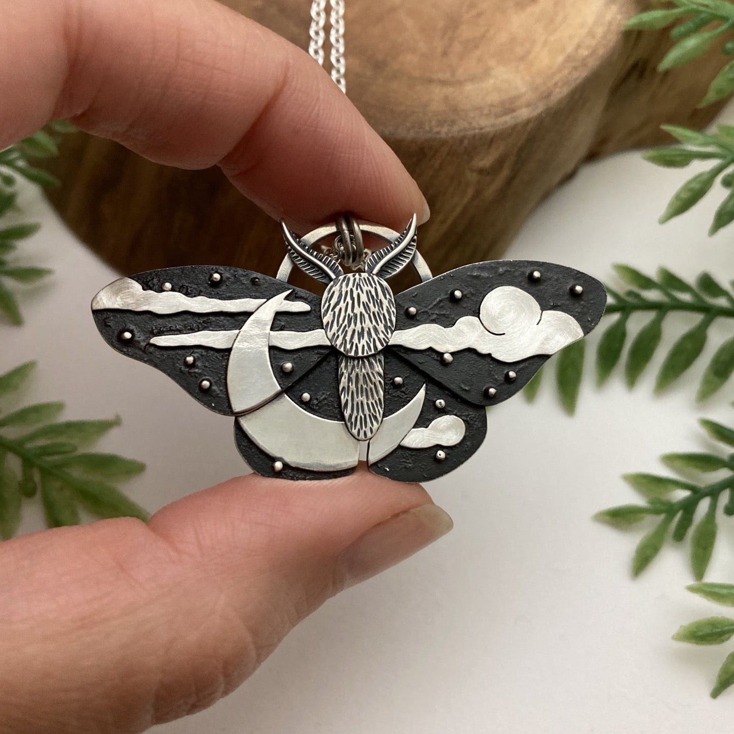 Night Sky Moth Necklace - Made to Order