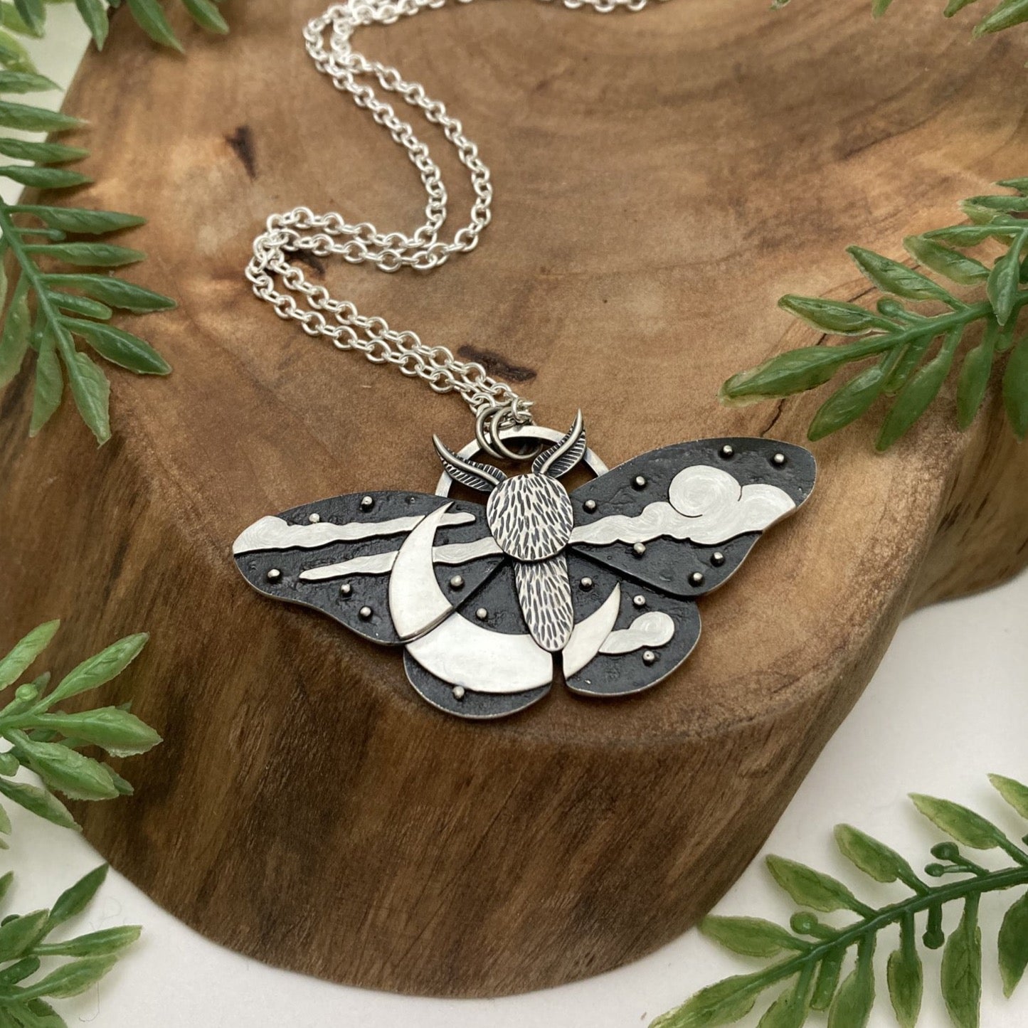 Night Sky Moth Necklace - Made to Order