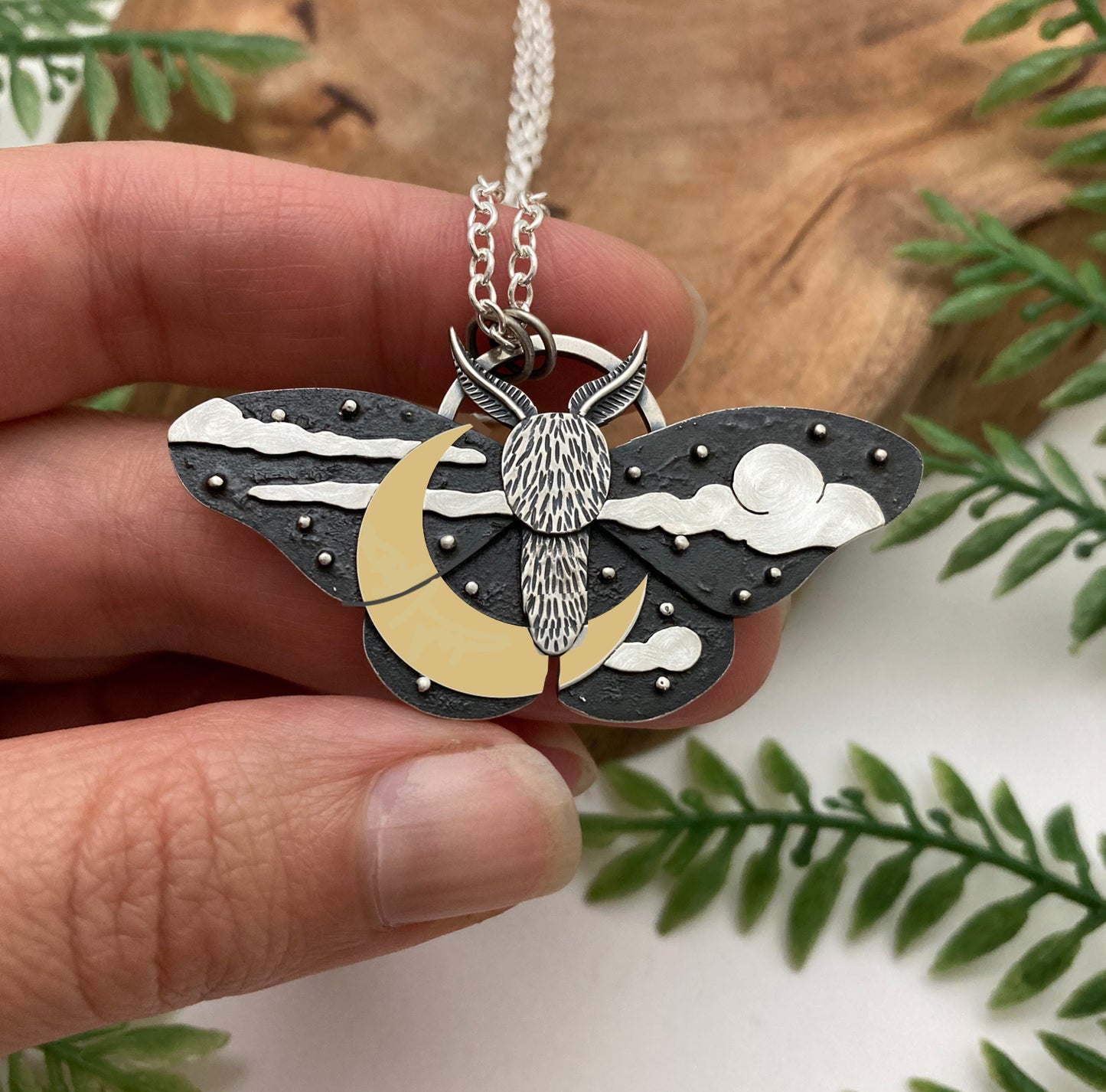 Night Sky Moth Necklace - Made to Order