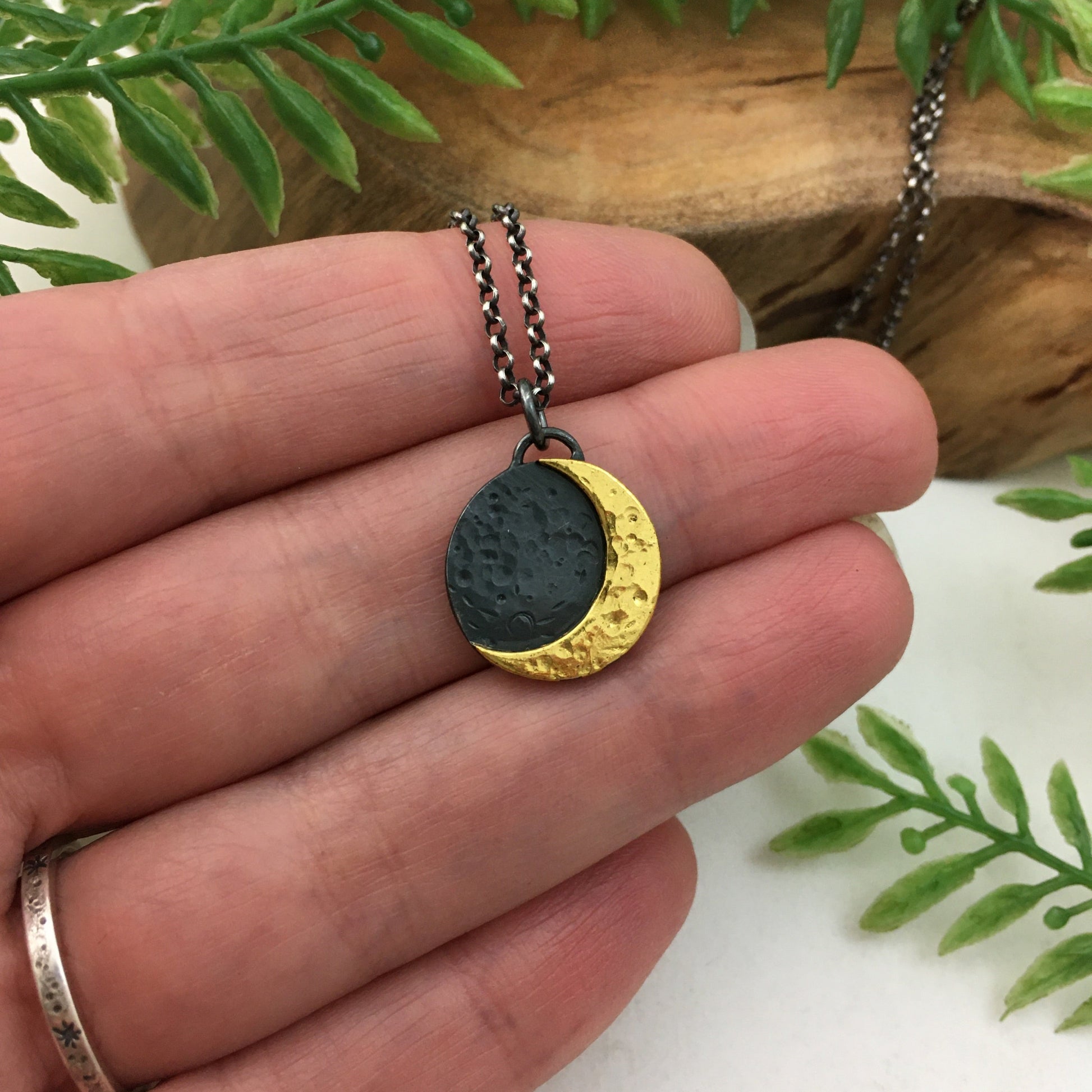 24k Gold Moon Charm Necklace