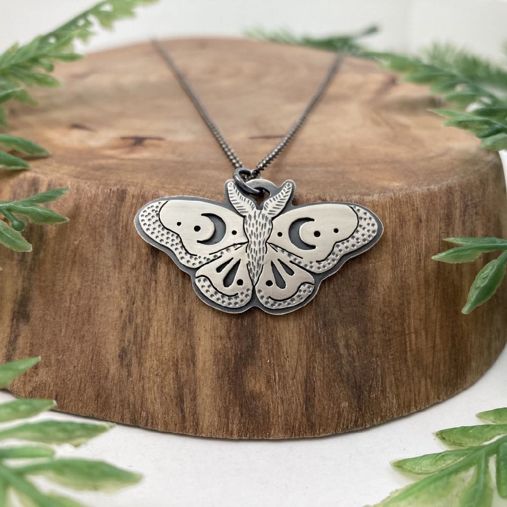Silver Moth Pendant by Kelly Limberg