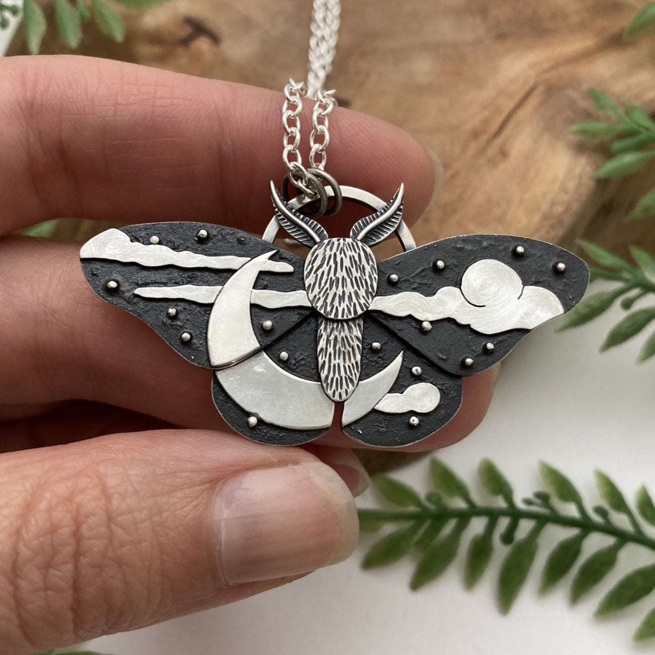 Night Sky Moth Necklace - Made to Order